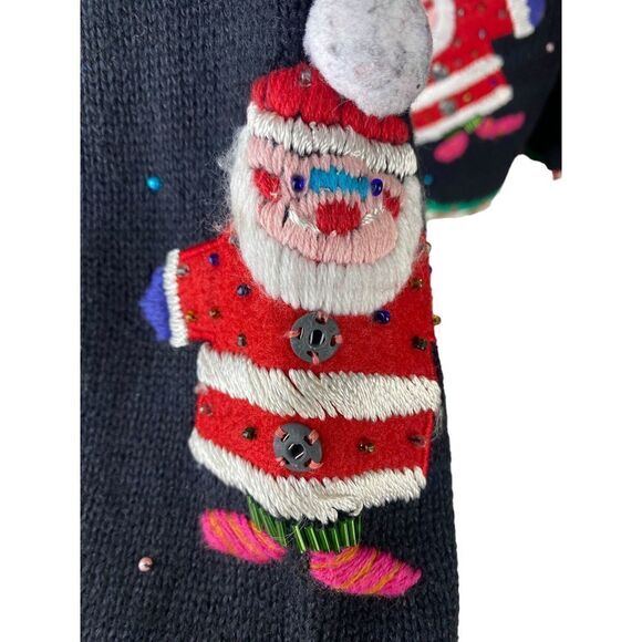 Vtg GLADYS BAGLEY Sweater Cardigan Knit Christmas Santa Women’s Medium - Picture 4 of 8